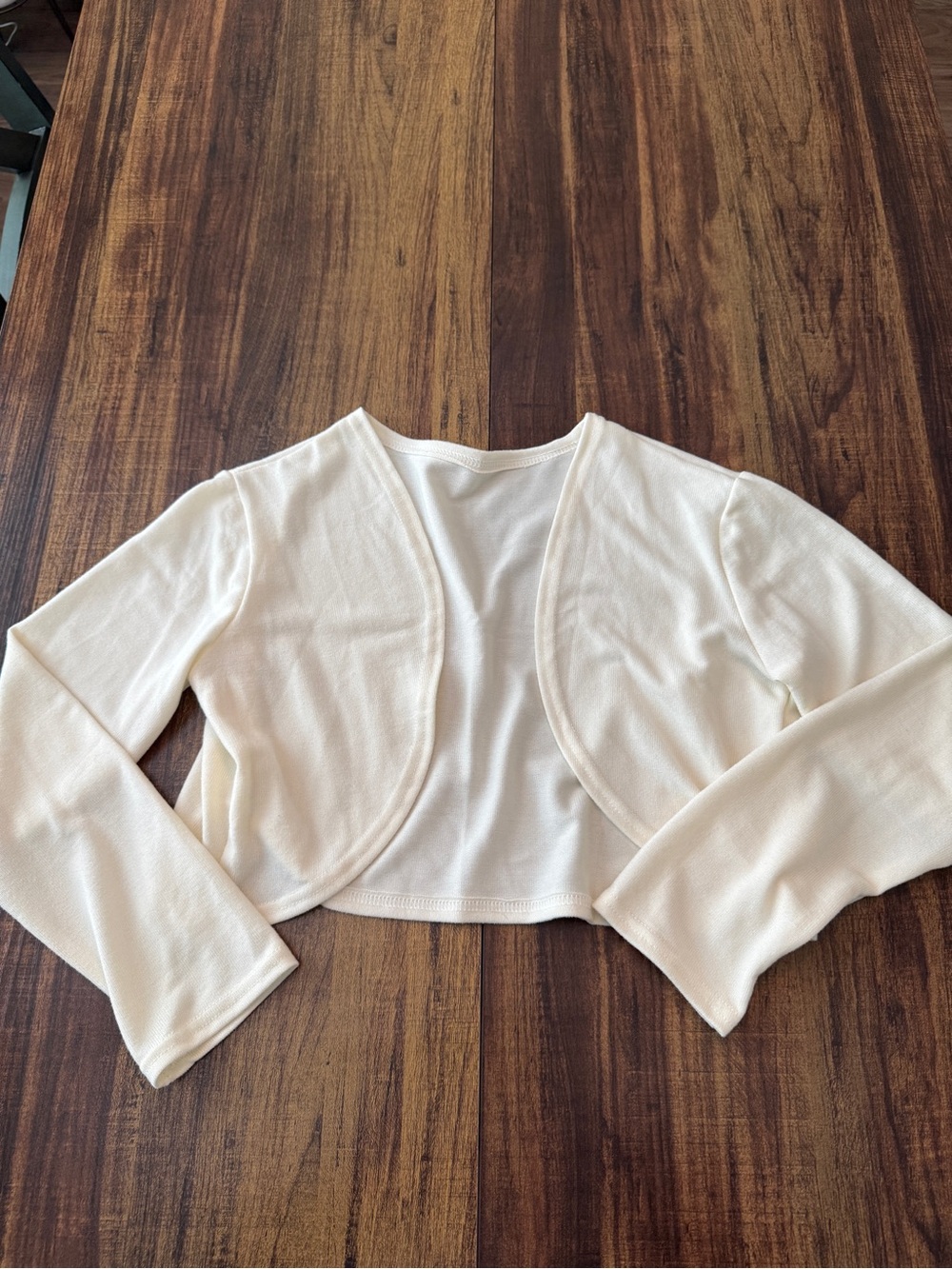 Cream Cropped Open-Front Shrug for Women